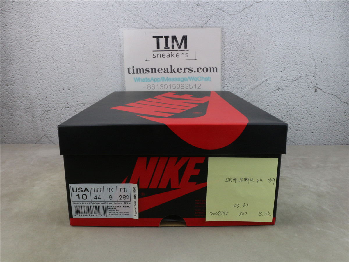 LJR Batch Air Jordan 1 Retro High OG "Black Toe" 555088 125